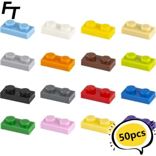 50pcs Small Particle 3023 1x2 Plate Brick Building Block Parts DIY Building Blocks Compatible with Creative Gift Castle Toys