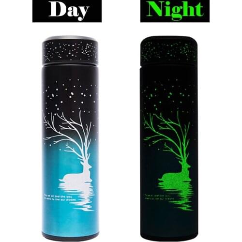 500ml Luminacion Insulation Cup Stainless Steel Water Bottle Vacuum Insulated Sports Water Cup Elk Fluorescent Water Bottle