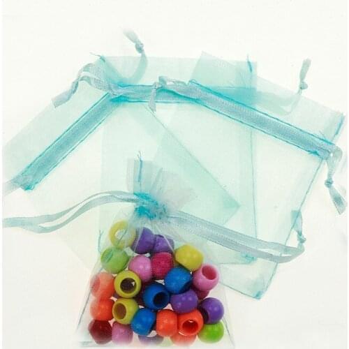 7*9cm 100pcs Light Blue Gift Bags For Jewelry/wedding/christmas/birthday/bracelets Yarn Bag With Handles Packaging Organza Bags