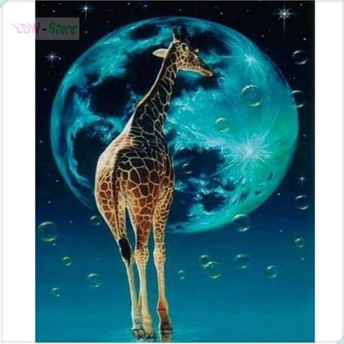 Full Square/Round Drill 5D DIY Diamond Painting "Giraffe & moonlight" 3D Embroidery Cross Stitch Mosaic wall Decor Gift NEW234