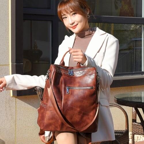 Anti-Theft Women fashion backpack travel backpacks mochilas school book bag washed Pu leather shoulder bag Female shopping bags