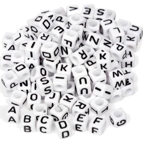 Letter Beads, 100 pieces, black / white, loom bandz, dice, bracelet