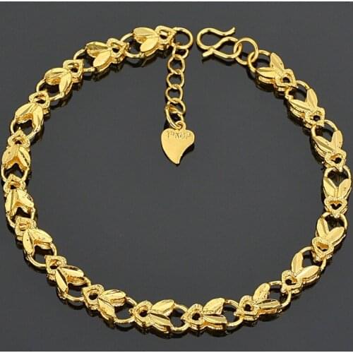 Bracelet for Women Girls Gold Link Chain Bracelets Gold Bangles Love Heart Woman Jewelry Hot Party Jewelry Gifts