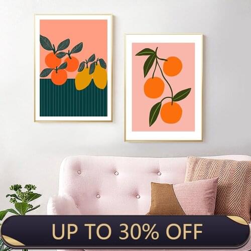 Citrus Summer Poster Canvas Painting Fruit Orange Mango Wall Pictures for Living Room Nordic Decoration Home Artv