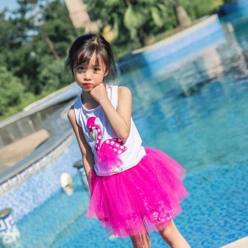 Kids Girls Ruffle One Piece Swimsuit Sun Protection Swimwear Swimming Skirt Flamingo Beachwear