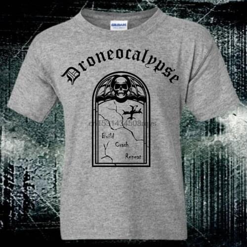 Droneocalypse Tombstone Build Crash Repeat Skull FPV Drone Racing T Shirt Tee Shirt