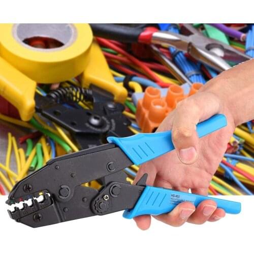 HS-40J Ratchet Crimping Pliers, Crimping Range 0.25~6.0mm AWG 23-10, Cable Crimping Hand Tool with Ratchet Brake Device