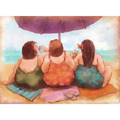 JMINE Div 5D fat woman sea beach Full Diamond Painting cross stitch kits art High Quality Portrait 3D paint by diamonds