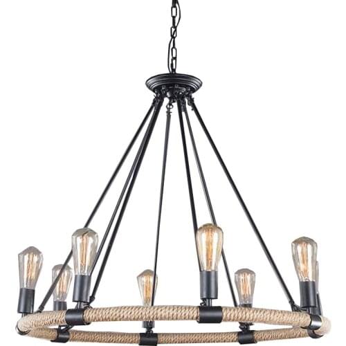 Chandelier Classical iron Circle Rope Chandelier 6 8 Heads Suspension Luminaire For Study Living room Art Home Lighting PA0399