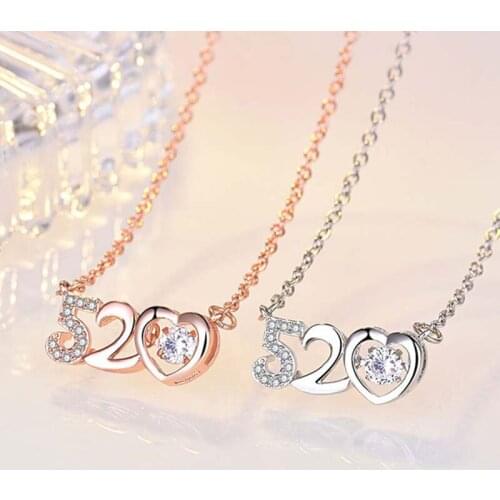 New Fashion Romantic Jewelry Set 520 Pendant Necklace Ring Beating Heart 925 Silver New Valentines Day Accessories Girl Gift