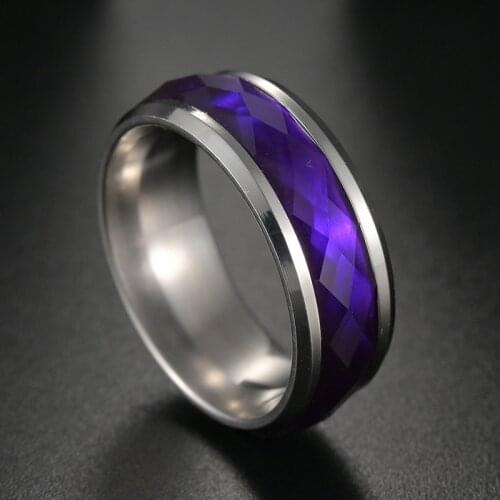 Cool Punk Rings High Quality Purple Color 316L Stainless Steel Men Women Gift Band Ring Dainty Female Finger Jewelry Wedding
