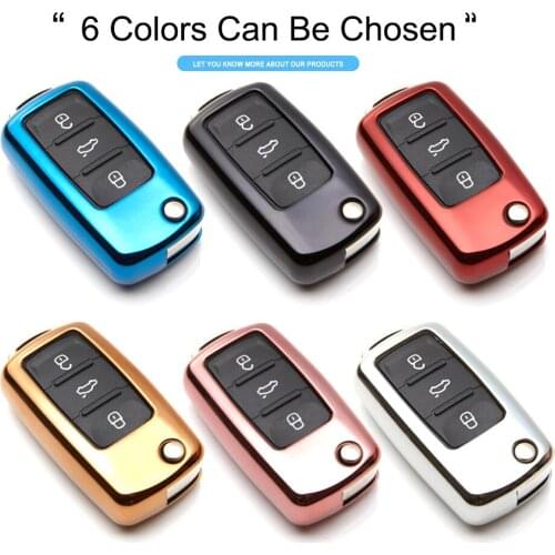KUKAKEY 6 Colors TPU Car Key Cover Case For Volkswagen Polo Golf Passat Touareg Tiguan Key Bag Shell Holder Keyrings keychain