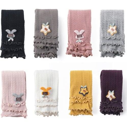 Girls Leggings Candy Color Lace Ruffle Leggings with Cute Decor for 0-5Y Baby Girl Kids Children Soft warm pants