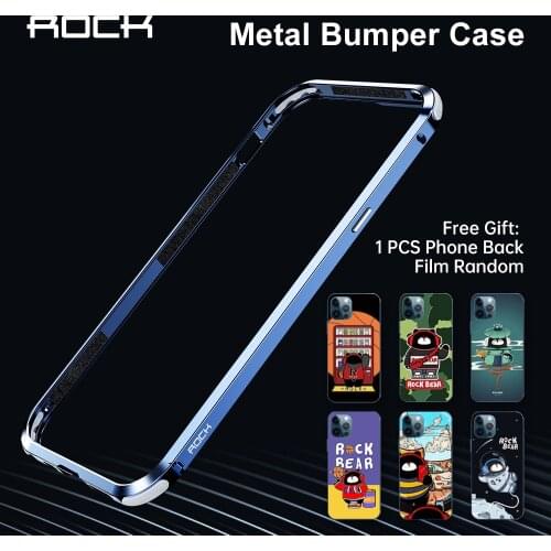 ROCK Metal Bumper Case for iPhone 12 Pro Max Cover with Back Film Slim Thin Phone Case for iPhone 12 Mini with Soft Fabric Inner
