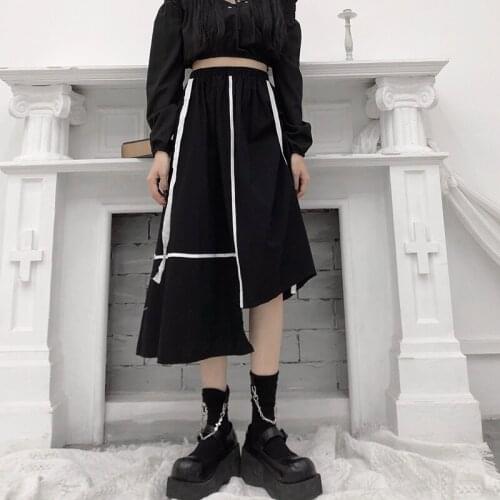 Fashion Women skirt Autumn Spring High waist Harajuku Asymmetrical Cargo skirts Hip hop Streetwear Skirt for women 2021 HOT