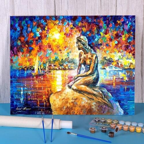Copenhagen Mermid DIY Paint By Numbers Set Acrylic Paints 50*70 Canvas Pictures Handmade For Children Art