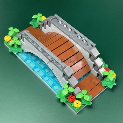 Set Sale MOC Bricks Construction Little River Bridge Landscape Flower Frog Water Garden Compatible Building Blocks