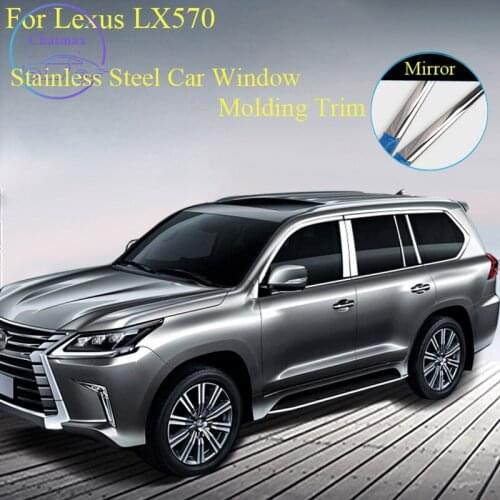 Stainless Steel Bar Car Window Molding Trim for Lexus LX570 2016-2020 Car Door Window Edge Mid Pillar Bright Strip Decoration