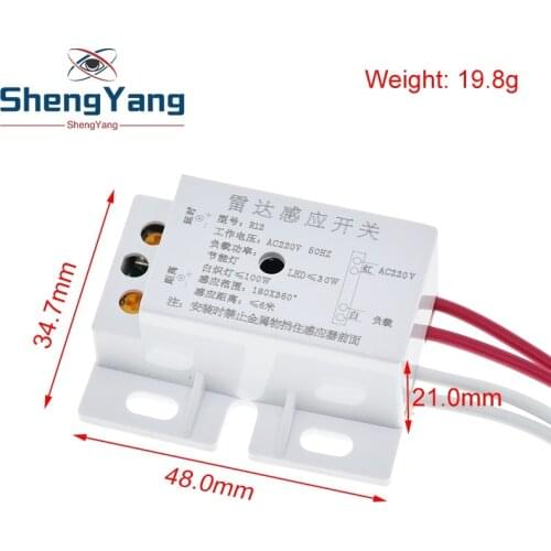 New 220V AC 50Hz Auto Infrared Sensor Switch PIR Microwave Radar Body Motion Sensor Module Adjustable For Time Distance Range