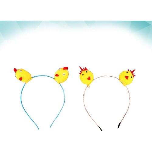 2PCS Chick Hair Hoop Spring Clip Headband Party Hair Hoops Headdress Props for Adult Chidren Girls
