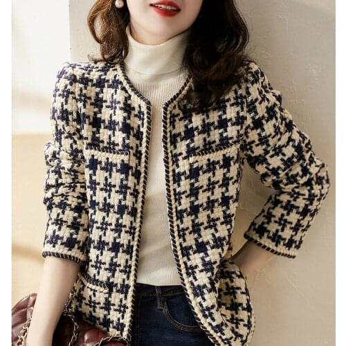 Xiaoxiangfeng coat 2021 new female spring and autumn versatile lady temperament tweed top shows thin versatile top female
