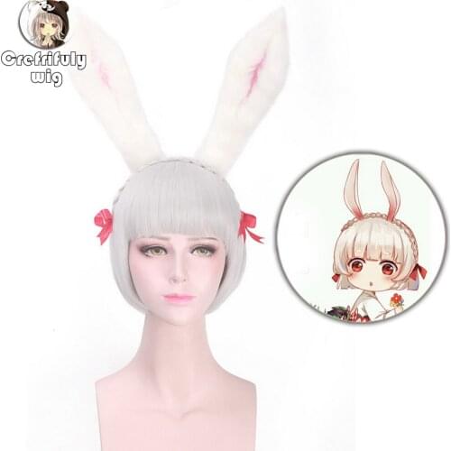 Anime Onmyoji Silver Grey Short Bob Wig Cosplay Costume Halloween Synthetic Braiding Hair Wigs For Women