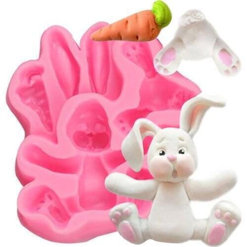 Easter Rabbit Silicone Mold Cake Diy Color Silicone Qifeng Animal Shape Cake Mold 3D DIY Sugar Craft Mold kitchen Accessories