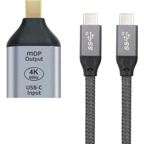 100W 10Gbps Cable USB-C Type C Female Source to Mini Displayport DP Sink HDTV Adapter 4K 60hz 1080p for Tablet & Phone & Laptop