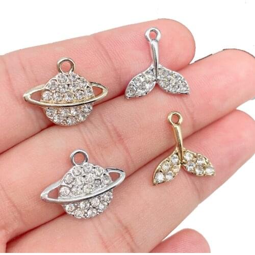 2021 Fashion Trend Luxury Universe Planetary Alloy Zircon Charm Golden Mermaid Tail Pendant Handmade Jewelry Making Accessories