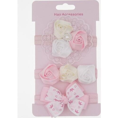 On Sale 3Pcs 2019 New Baby Elastic Bud Rose Flower Headband Headbands Hair Bowknot Hairband Children Acessorios Para Bebe