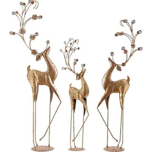 CHRISTMAS RETRO IRON DEER ART SCULPTURE ANIMAL ELK STATUE IRON CRAFT CHRISTMAS SHOW WINDOW DECORATIONS FOR HOME R3456
