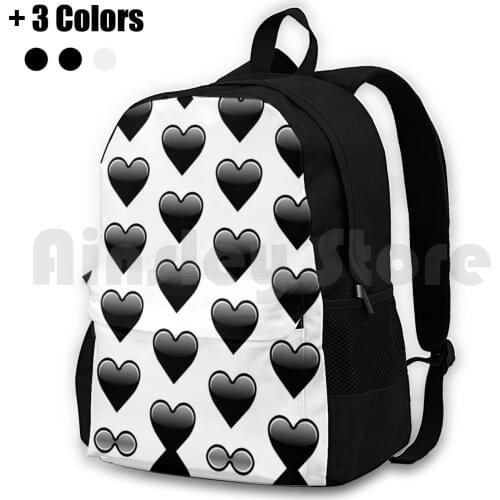 Black Heart Love Outdoor Hiking Backpack Riding Climbing Sports Bag Cute Smile Funny Face Happy Fun Sweet Kiss Color Emotion