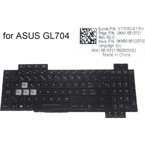 Swiss light backlit keyboard for ASUS GL704 ROG Strix SCAR II GL704GV GL704GM GL704GW SW QWERTZ laptops keyboards 0KN1 5B1SF21