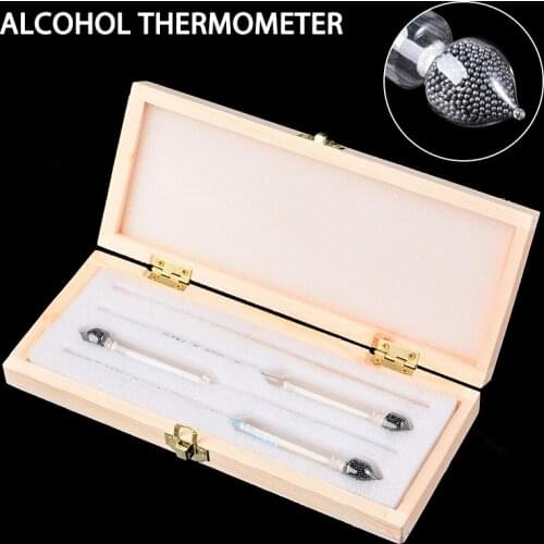 Alcohol Thermometers Tester Vintage measuring bottle wooden box Set Tools Alcoholmeter Alcohol Meter Wine Concentration Meter