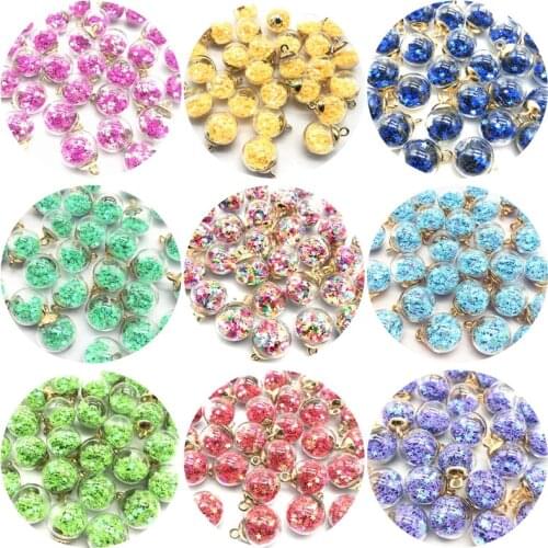 5/10pcs 16mm Colorful Transparent Glass Ball Star Charms Pendant Finding For Jewelry Making Hair Accessories Earring Charms