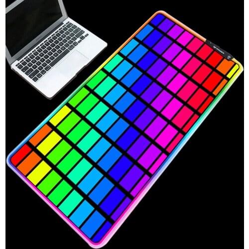 XGZ Exquisite RGB mouse pad rainbow checkered pattern table pad computer essential colorful lighting keyboard pad