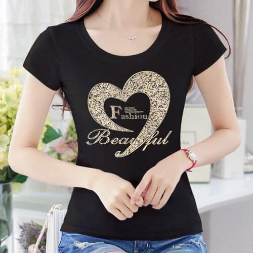Woman 4XL 2021 Summer Diamonds Tshirt Women Lace Rhinestone Lady T Shirt Camisetas Mujer Printing Womens T-Shirts fashion XXXXL