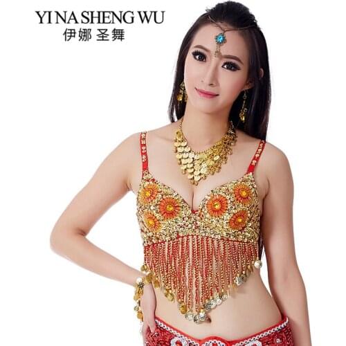 New Arrival 1pc Sequin Tassels Belly Dance Bra Top Beaded Fringe Dance Costume Bra Sexy Dance Costume Stage & Dance Wear 8Colors