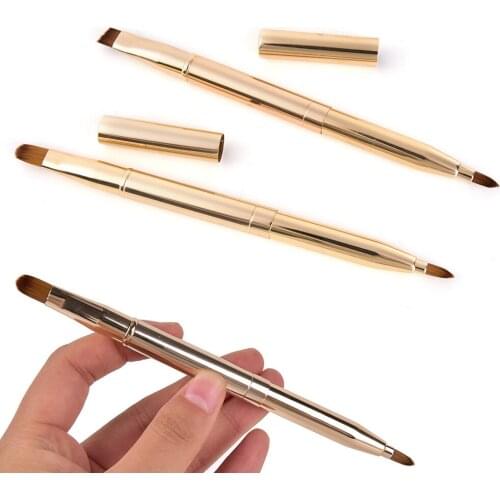 1pcs Retractable Lip Eye Liner Eyeshadow Foundation Brush Double-headed Makeup Brushes Gold Make Up Cosmetics Tool