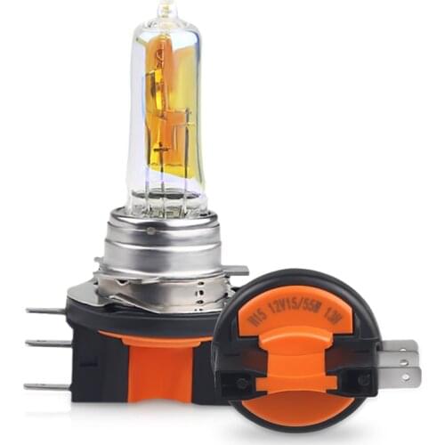 1pcs H15 Halogen 2300k Golden Yellow 12V 15W/55W high/ low beam Super bright Car Halogen Lamp Headlight Bulb Fog lights
