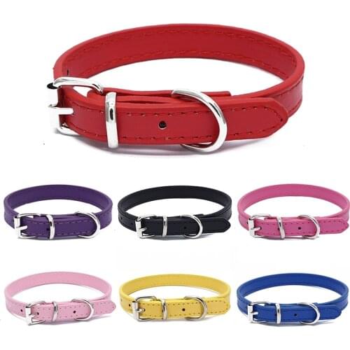 1PC Leather Small Dog Collar Hot PU Leather Puppy Cat Collars Necklace Neck Strap Adjustable