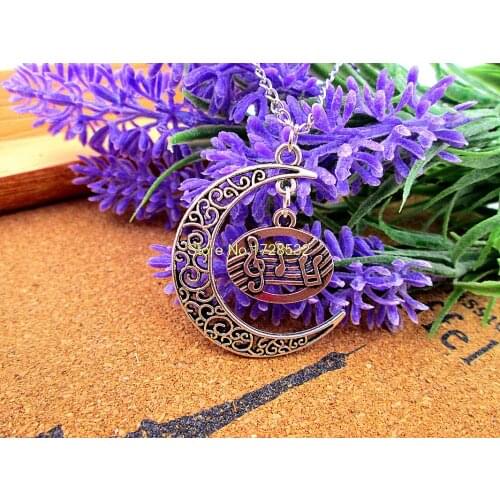 12pcs/lot Women Fashion Harajuku necklace, Crescent Moon necklace with plated musical note charms