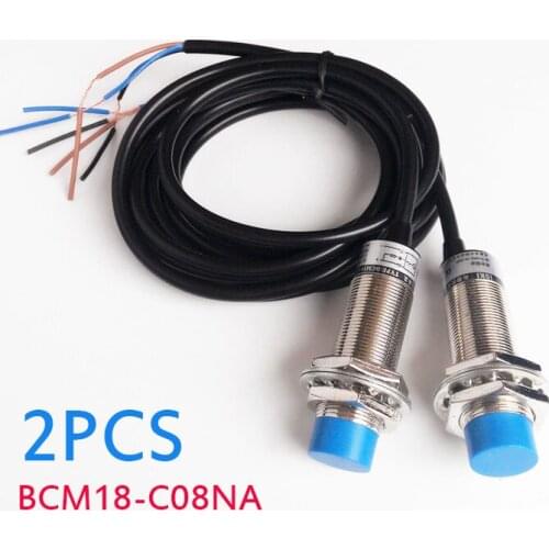 2pcs BCM18-C08NA Capacitive proximity switch NPN normal open sensor switch 10-30VDC