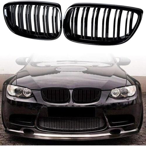 2Pcs Front Bumper Kidney Twin Fins Sport Grill Grille for BMW E92 E93 M3 2006-2009 08-13 3-Series M3(E92/E93) 07-10 E92 2D Coupe