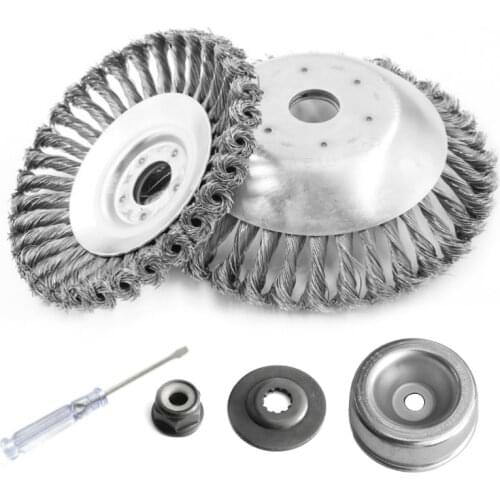 6/8 Inch Lawn Mower Steel Wire Wheel Steel Trimmer Head Brush Cutter W/ Gearbox Fixing Kit Grass Cutter Wire Wheel for Lawnmower
