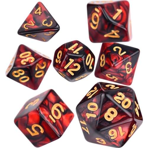 7-Die Double-colors Polyhedral Dice Complete Set of D20 D12 D10 D% D8 D6 D4 for TRPG DND Dice Games
