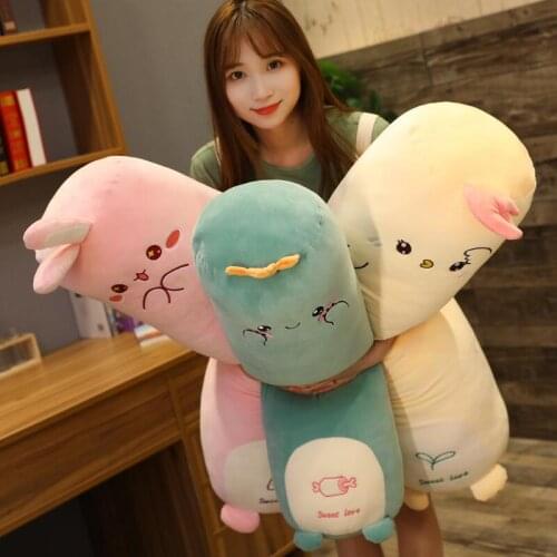 70/85/105CM Cartoon Animal Dinosaur Cattle Cat Plush Toys Stuffed Soft Long Sleeping Pillow Dolls Children Girls Birthday Gifts
