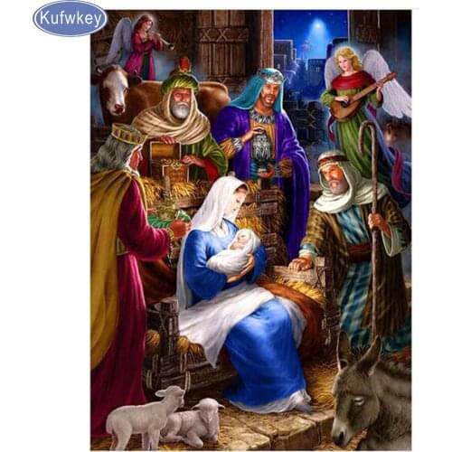 Diy Diamond Paintings Jesus Christ Birth Christmas Diamond Pattern Beadwork Pictures Needlework Religious Diamond Mosaic Craft