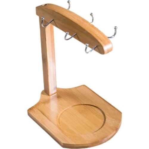 Bamboo Coffee Cup Holder Mug Rack Holds 6 Mugs for Coffee Mugs Saucer Display 896A