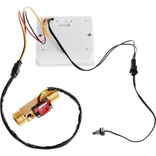 Digital Flow Meter Water Flowmeter Temperature Time Record with G1/2 Flow sensor G6DD